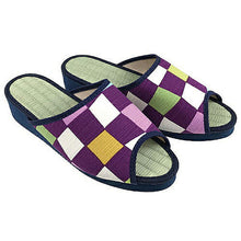 画像をギャラリービューアに読み込む, ライフエイド 市松柄 い草スリッパ パープル M 8118493 管理No. 4582139115030
