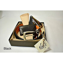 画像をギャラリービューアに読み込む, 長沢ベルト工業 イタリアンオイルレザーギフト向け3点セット BLACK SS001-BK 管理No. 4589452996902