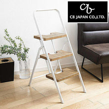 画像をギャラリービューアに読み込む, シービージャパン フォールディングステップ オークホワイト3段