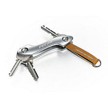 画像をギャラリービューアに読み込む, SIDE デザインキーホルダー Design Key Port カギ3枚収納 シルバー 革ストラップ ブラウン S002 管理No. 4589714910028