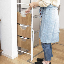 画像をギャラリービューアに読み込む, シービージャパン フォールディングステップ オークホワイト3段