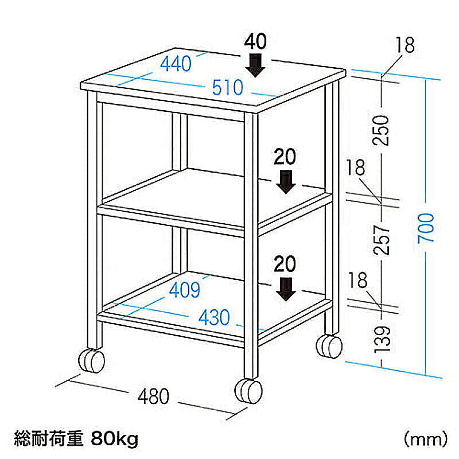 サンワサプライ レーザープリンタスタンド(W510×D440mm) SPS-27TN 管理No. 4969887142721