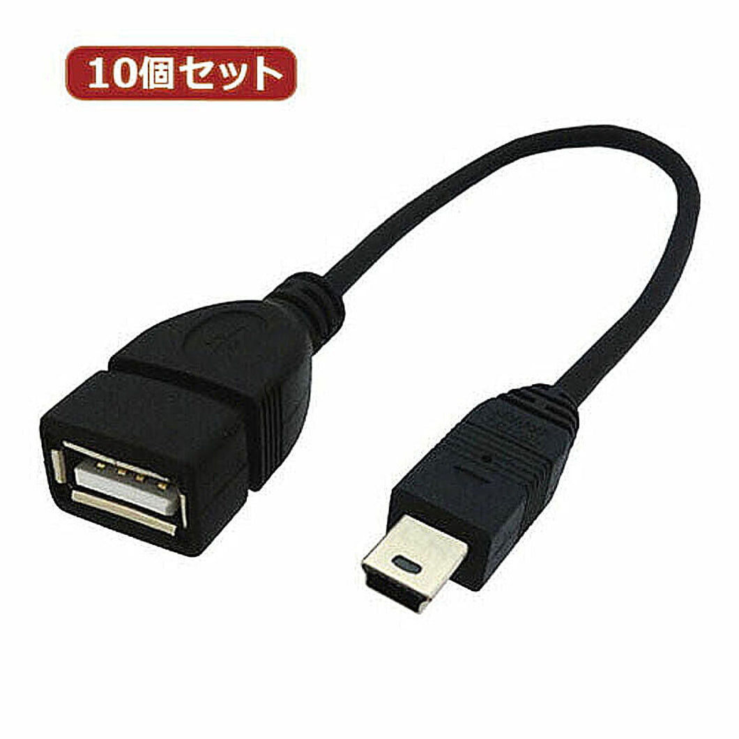 10個セット 3Aカンパニー USB2.0 A(メス)-miniUSB(オス)変換ケーブル 0.2m UAD-AMNB UAD-AMNB02X10 管理No. 4589452979639